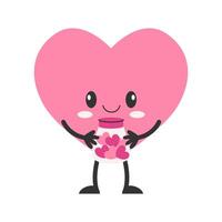 Heart character with face, hands and feet. vector
