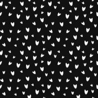 Seamless pattern with white hearts on black background vector