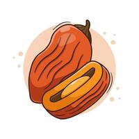 Sweet dried dates fruits with flat cartoon style illustration isolated on white background vector