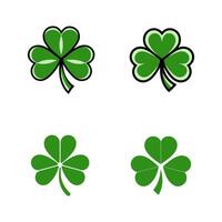 Set of four simple, stylized shamrock icons. vector