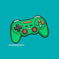 Cartoon Green Gaming Controller on Solid Background vector