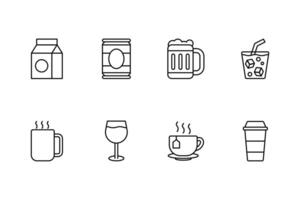 Beverage Line Icons Set Illustrations vector