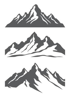 Hand draw landscape with mountain outline set sketch design.