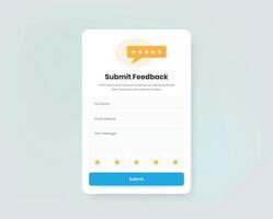 Modern Feedback Submission Form Design with Star Rating, User Details, and Submit Button vector