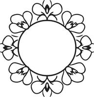 A flower design in a circle coloring page vector