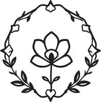 A flower in a wreath with leaves and hearts vector