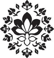 A black and white design with a lotus flower vector