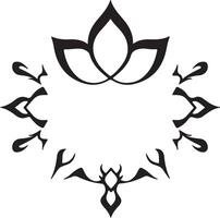 A black and white design with a lotus flower vector