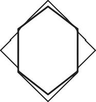 A black and white drawing of a hexagon vector