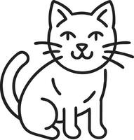 A black and white line art drawing of a cat vector