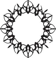 A black and white design with a circular frame vector