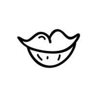 Simple black and white drawing of lips. In doodle style. stock image isolated on white background. Minimalism, monochrome vector