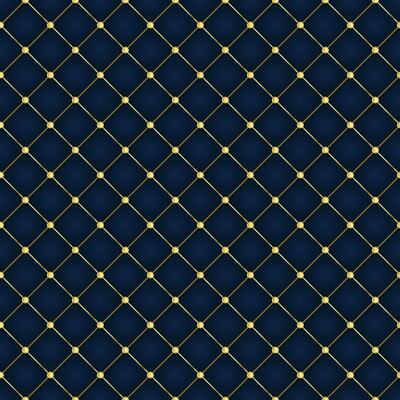 Dark blue Diamond Shape Upholstery Luxury Background With Golden Buttons
