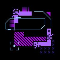 Glitch tech banner, futuristic cybernetic circuit board concept featuring a purple palette vector