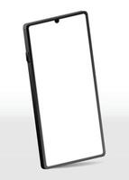 Realistic smartphone mockup. Mobile phone with isolated on white background. Device front view. 3D mobile phone with shadow. Realistic, high quality smart phone mockup for ui ux presentation. vector