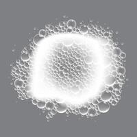 Soap bubbles, displaying unique designs, gracefully float on a plain gray surface vector