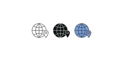 Web Location Icon Outline Black and Colorful Design vector