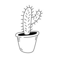 Illustration of a Cleistocactus in the doodle style. Isolate on a white background vector