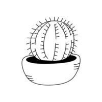 Illustration of a Echinopsis in the doodle style. Isolate on a white background vector