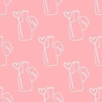 romantic pattern with love potion on pink background vector