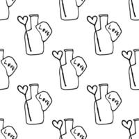 romantic pattern with love potion. Outlined vector