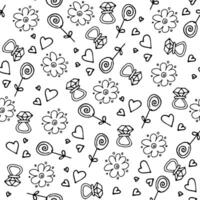 Love symbols Seamless pattern. Happy Valentine s day. Outlined vector