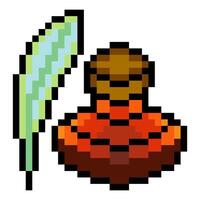 Ink well bottle in pixel art style vector