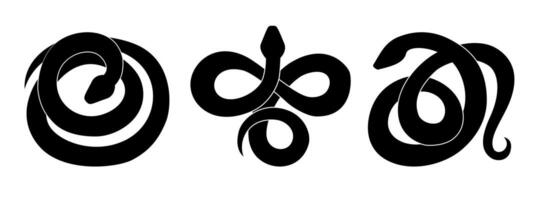 Set of coiled snake silhouettes isolated on white background. vector