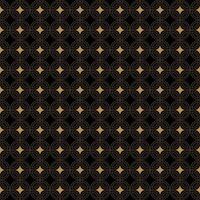 Seamless geometric pattern of gold stars and circles on black background. vector