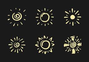 six suns with an abstract touch on a black background vector