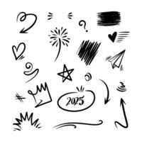 doodle collection with simple line art on white background vector
