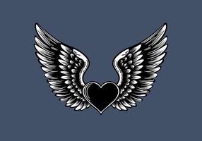 Illustration of angel wings with a heart in the middle vector