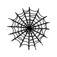Doodle spider web icon with line art on white background. vector