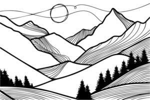abstract mountain with line art on white background vector