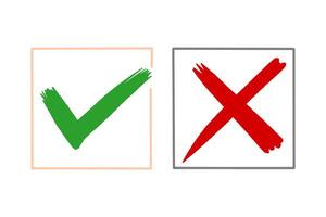 green cross symbol and red cross symbol in the box vector