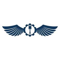 piston with wings logo flat design vector
