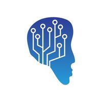 Artificial intelligence with human face logo template. vector