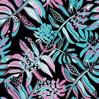 Modern tropical bright background. Seamless pattern with tropical leaves and dots. Bright summer illustration. Tropical Design for fabric, paper and more vector