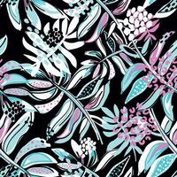 Modern tropical colorful seamless pattern with tropical leaves and dots. Bright summer illustration. Tropical Design for fabric, paper and more vector