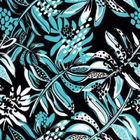 tropical extra colorful background. Seamless pattern with tropical leaves and dots. Bright summer illustration. Tropical Design for fabric, paper and more vector