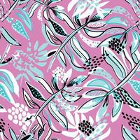 Modern colorful background. Seamless pattern with tropical leaves and dots. Bright summer illustration. Tropical Design for fabric, paper and more vector