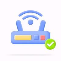 3d illustration router Wi-Fi connection icon for seamless internet access. Perfect for tech, networking, and connectivity apps vector