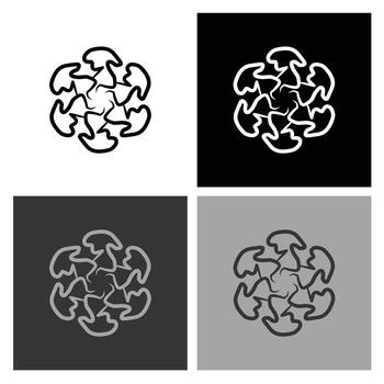 Abstract Black and White Radial Icon. Ideal for Logo Creation, Web Design, and Contemporary Branding Projects with a Clean Finish vector
