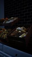 Assorted Food Items on an Old Bakery Counter video