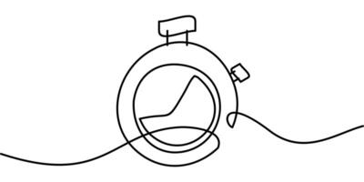 continuous line drawing of stopwatch symbol, clock. abstract line art illustration vector