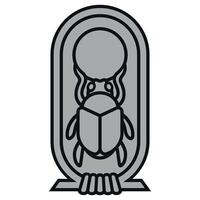 Hieroglyphic symbol of Ancient Egypt, dung beetle from Egyptian mythology, Hieroglyph scarab inside an Egyptian cartouche vector