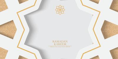 ramadan kareem greeting card with gold geometric pattern vector