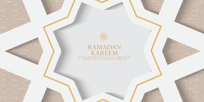 ramadan kareem greeting card banner with islamic pattern and copy space vector
