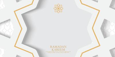 ramadan kareem greeting card banner with islamic pattern on white background vector