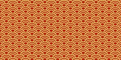 chinese new year background with red and gold pattern and waves vector
